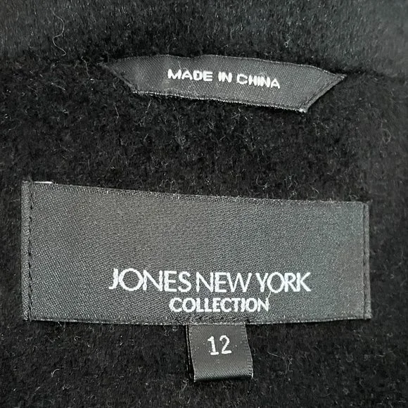 Jones New York Collection Classic Pea Coat EUC Sz 12 Black - Picture 10 of 12
